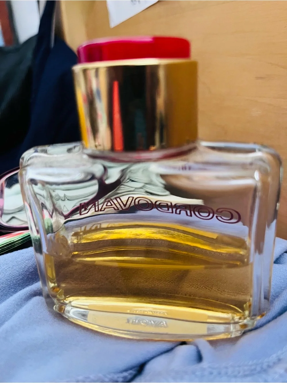 Vintage Avon Cordovan Aftershave Bottle - Amber Liquid with Gold Accent